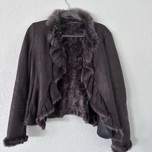Hugo Boss women’s real Fur jacket like new size 6
